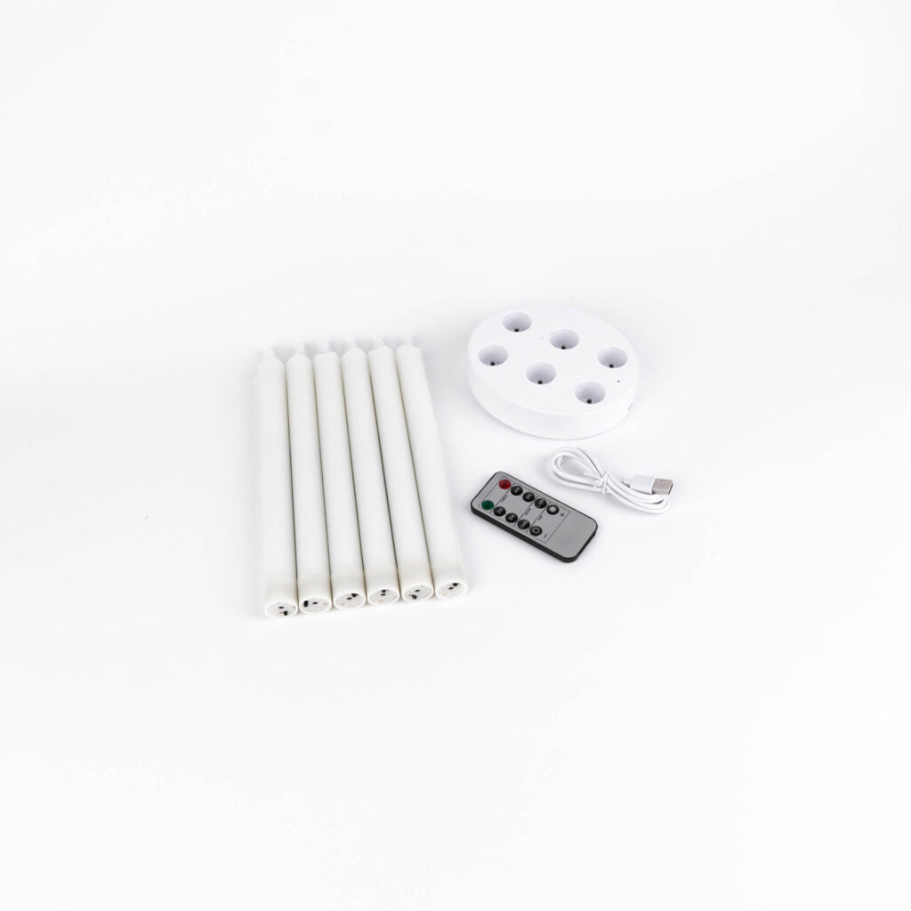 Genopladelige vokslys – 6 pak